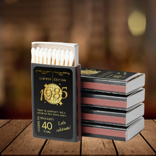 Born in 1985 40th birthday party elegant matchboxes