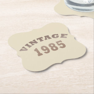 Born in 1985 elegant modern vintage birthday party paper coaster
