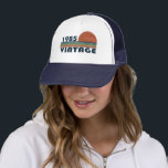 born in 1985 vintage 40th birthday gift trucker hat<br><div class="desc">This vintage classic graphic design with awesome typography font lettering can add originality to your wardrobe collection. It is a great gift idea for men, women, husbands, wives, girlfriends, and boyfriends who will love this one-of-a-kind artwork. It is the best and most funny holiday present for your happy birthday party....</div>