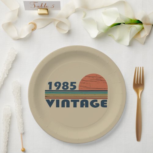 born in 1985 vintage birthday paper plates