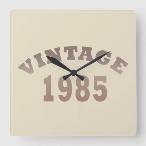 born in 1985 vintage birthday square wall clock