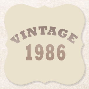 Born in 1986 elegant modern vintage birthday party paper coaster