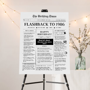 Born in 1986 Fun Birthday Newspaper Foam Board