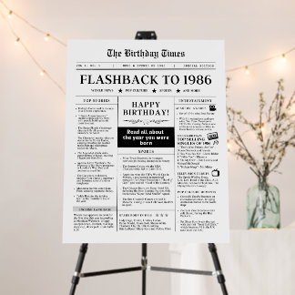 Born in 1986 Fun Birthday Newspaper Foam Board