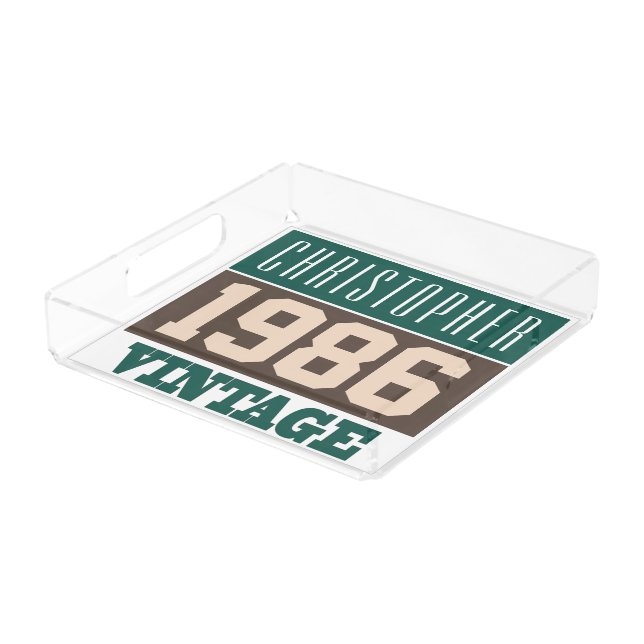 Born in 1986 Personalised Gift Acrylic Tray (Angled)