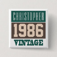 Born in 1986 personalised Vintage Button