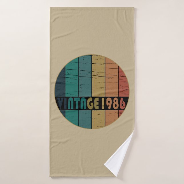 born in 1986 vintage birthday bath towel (Bath Towel)