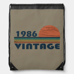 born in 1986 vintage birthday drawstring bag