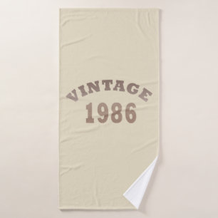 Born in 1986 vintage birthday gift bath towel