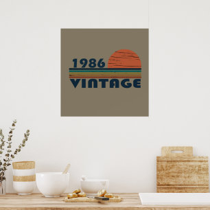 born in 1986 vintage birthday gift poster