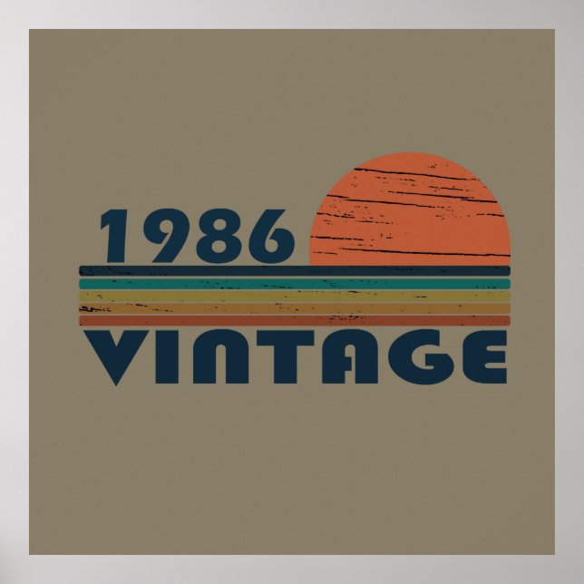 born in 1986 vintage birthday gift poster (Front)