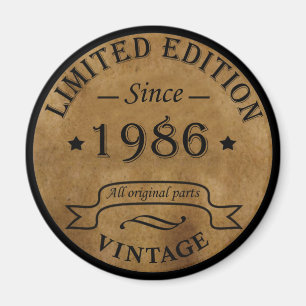 Born in 1986 vintage birthday party gift magnet