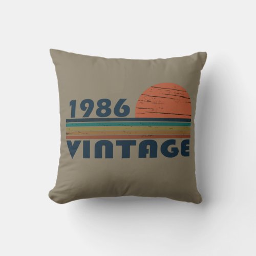 born in 1986 vintage birthday throw pillow