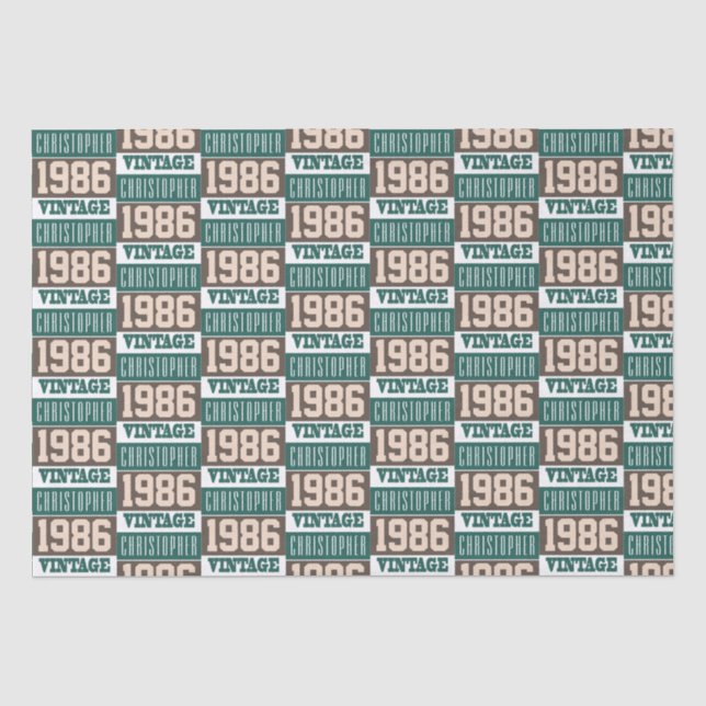 Born in 1986 with Christian Name Tissue Paper (Front)