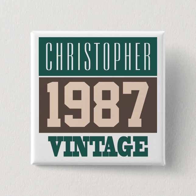 Born in 1987, Personalised Gift Button (Front)