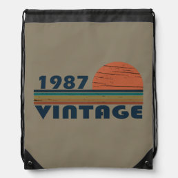 born in 1987 vintage birthday drawstring bag