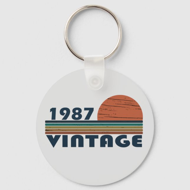 born in 1987 vintage birthday gift keychain (Front)
