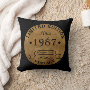 Born in 1987 vintage birthday gift throw pillow