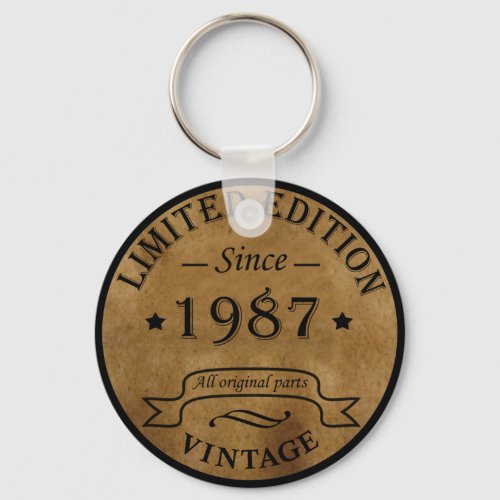 born in 1987 vintage birthday keychain