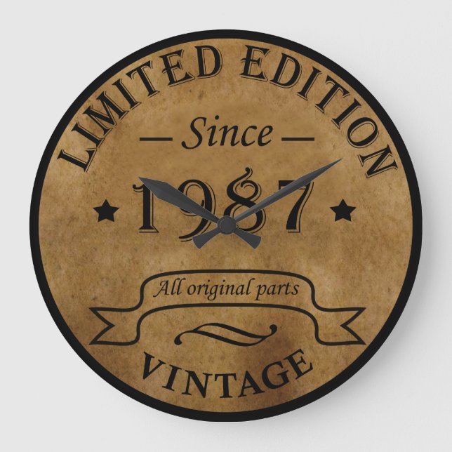 born in 1987 vintage birthday large clock (Front)