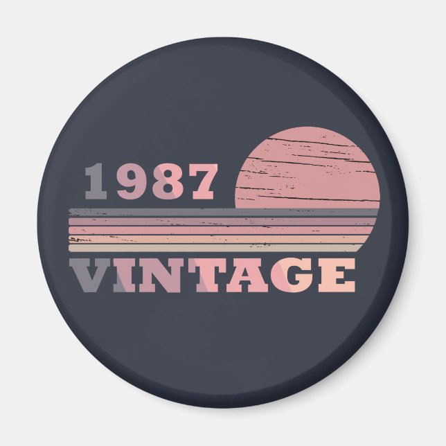 born in 1987 vintage birthday magnet (Front)