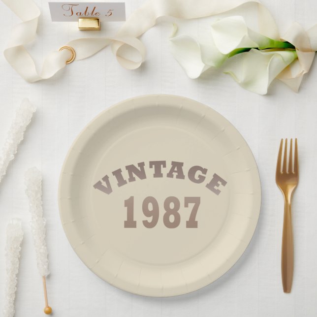 born in 1987 vintage birthday paper plates (Wedding)