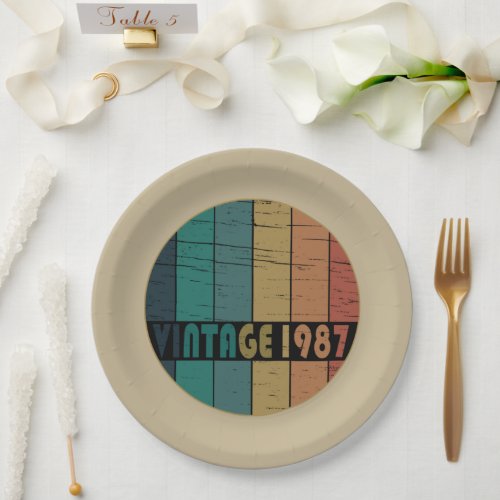 born in 1987 vintage birthday paper plates