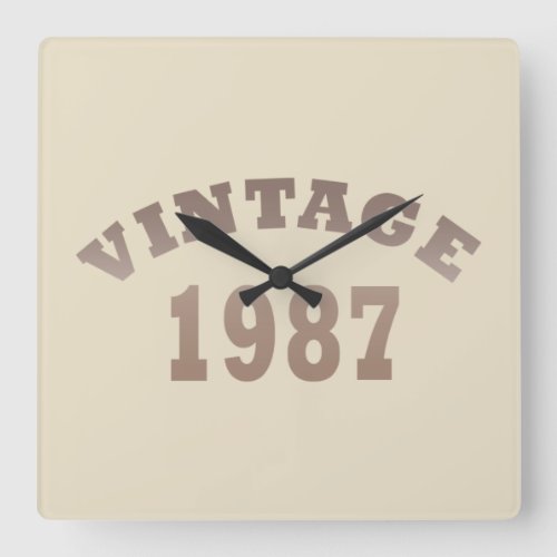born in 1987 vintage birthday square wall clock