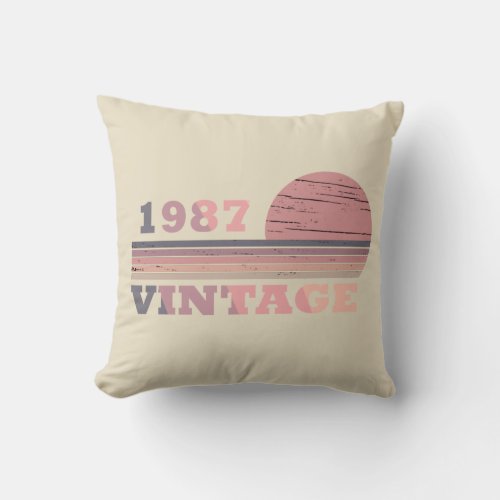 born in 1987 vintage birthday throw pillow