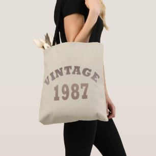 born in 1987 vintage birthday tote bag