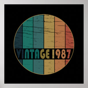 Born in 1987 vintage style birthday party poster