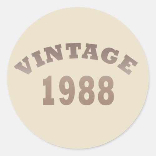 born in 1988 vintage birthday gift classic round sticker