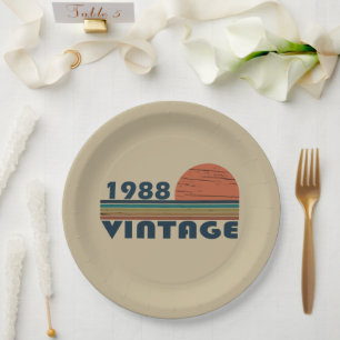 Born in 1988 vintage birthday gift paper plates