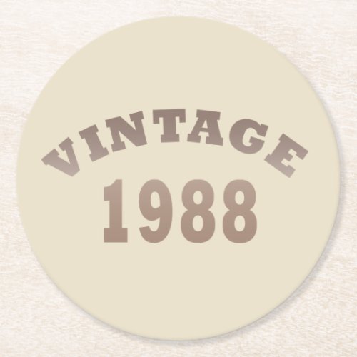 born in 1988 vintage birthday gift round paper coaster