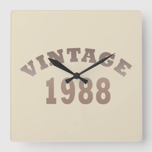 born in 1988 vintage birthday gift square wall clock