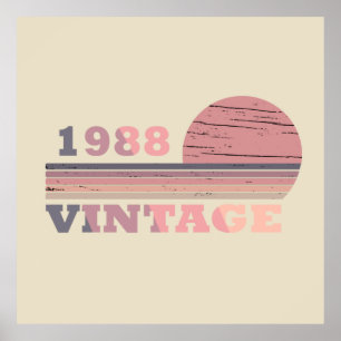 born in 1988 vintage birthday poster