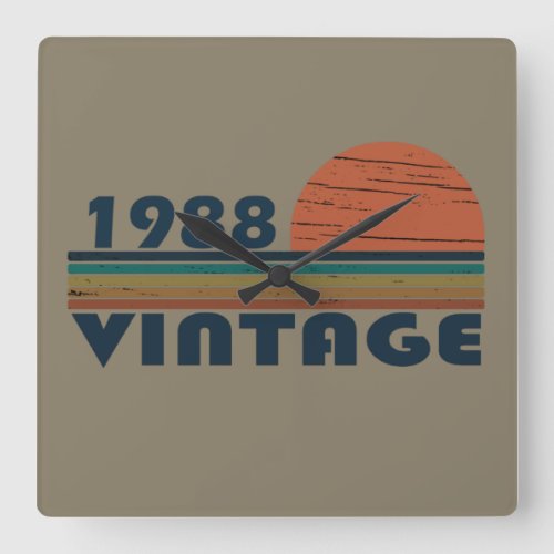 born in 1988 vintage birthday square wall clock