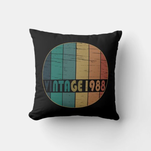 born in 1988 vintage birthday throw pillow