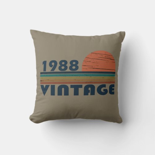 born in 1988 vintage birthday throw pillow