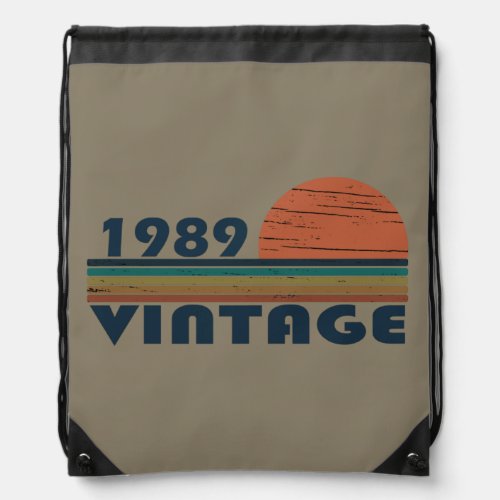 born in 1989 vintage birthday drawstring bag