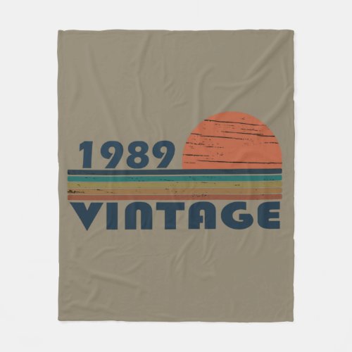 born in 1989 vintage birthday fleece blanket