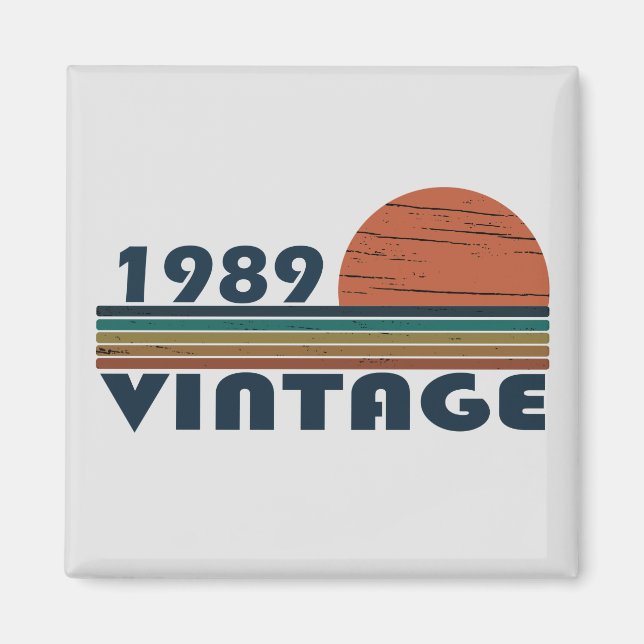 Born in 1989 vintage birthday gift magnet (Front)
