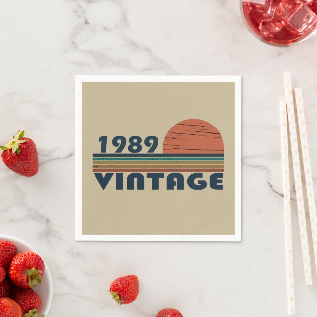 Born in 1989 vintage birthday gift napkins (Insitu)
