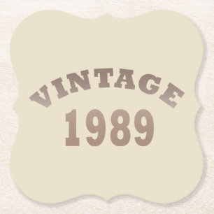 born in 1989 vintage birthday gift paper coaster