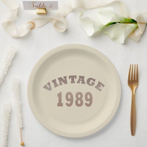 born in 1989 vintage birthday gift paper plates