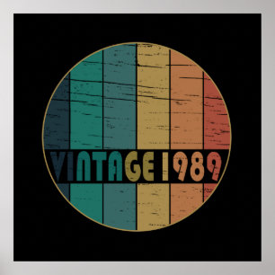 Born in 1989 vintage birthday gift poster