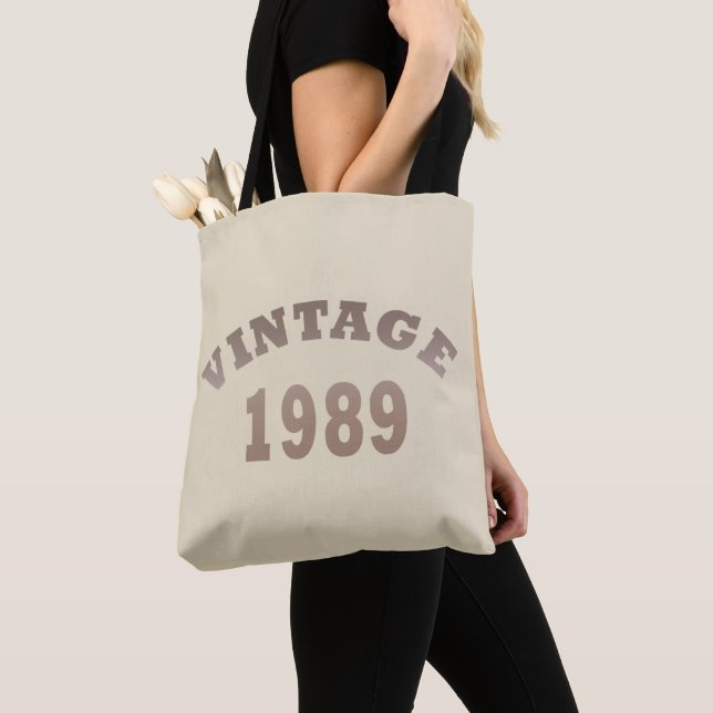 born in 1989 vintage birthday gift tote bag (Close Up)