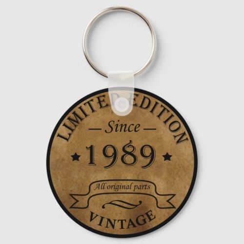 born in 1989 vintage birthday keychain