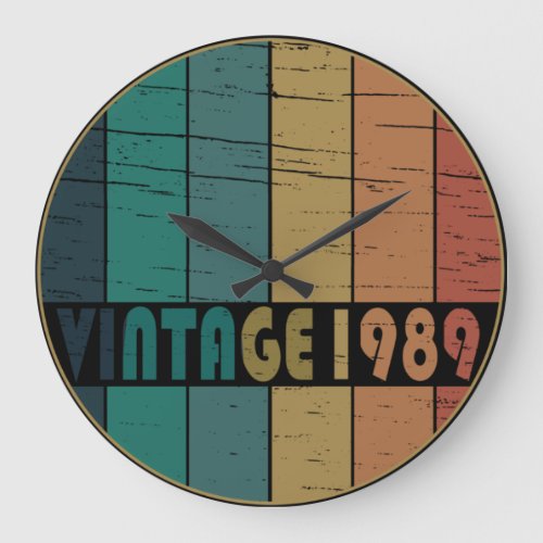 born in 1989 vintage birthday large clock