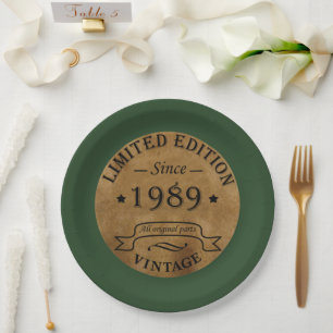 born in 1989 vintage birthday paper plates